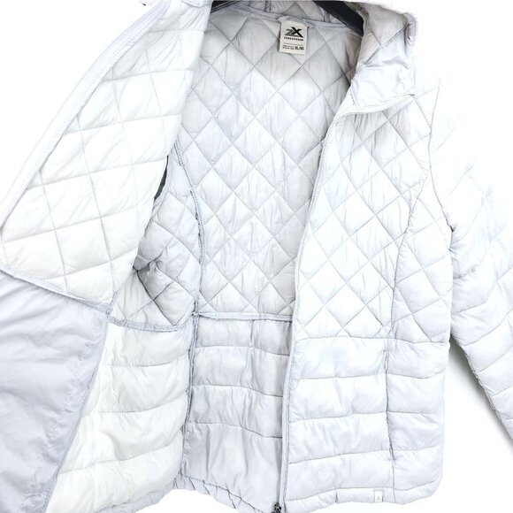 ZeroXposur Light Gray Lighweight Quilted Packable Puffer Coat Jacket W/ Hood XL - Picture 2 of 5